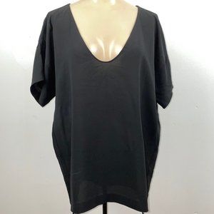 T. Babaton Silk Crepe Shirt Key Hole Back, Size M